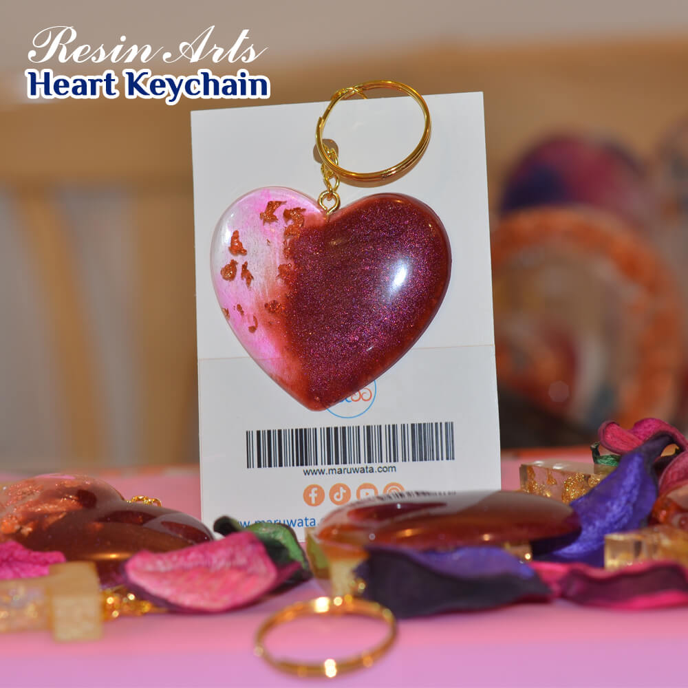Resin Art Heart Keychain – Qty 10pcs